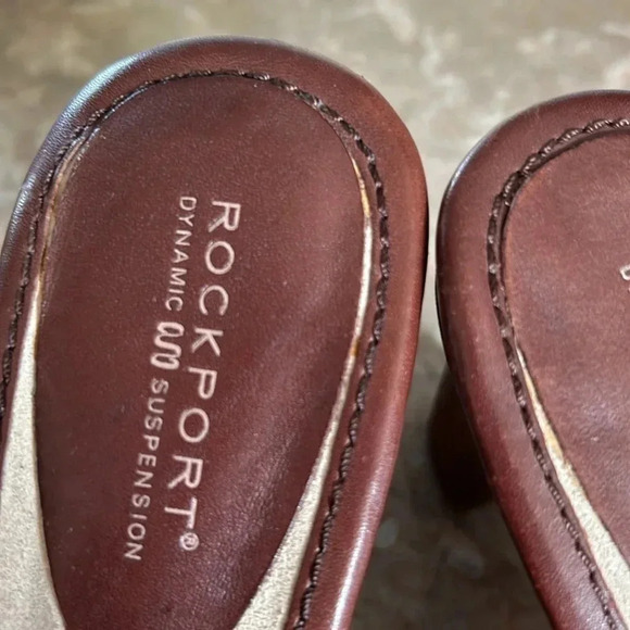 Rockport women shoes,sandal,brown,leather slip on mules ,heels , buckle accent - Picture 15 of 15